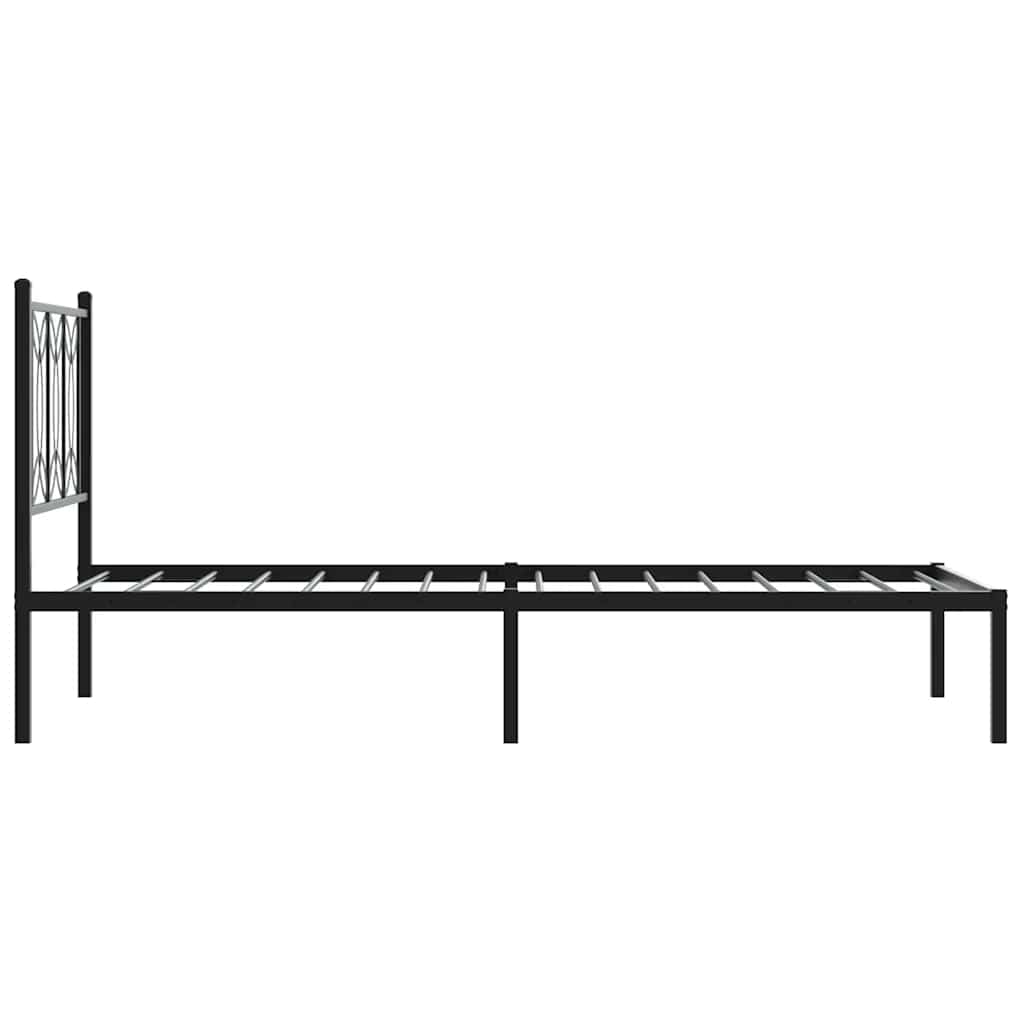 Metalni okvir za krevet s uzglavljem crni 90x190 cm