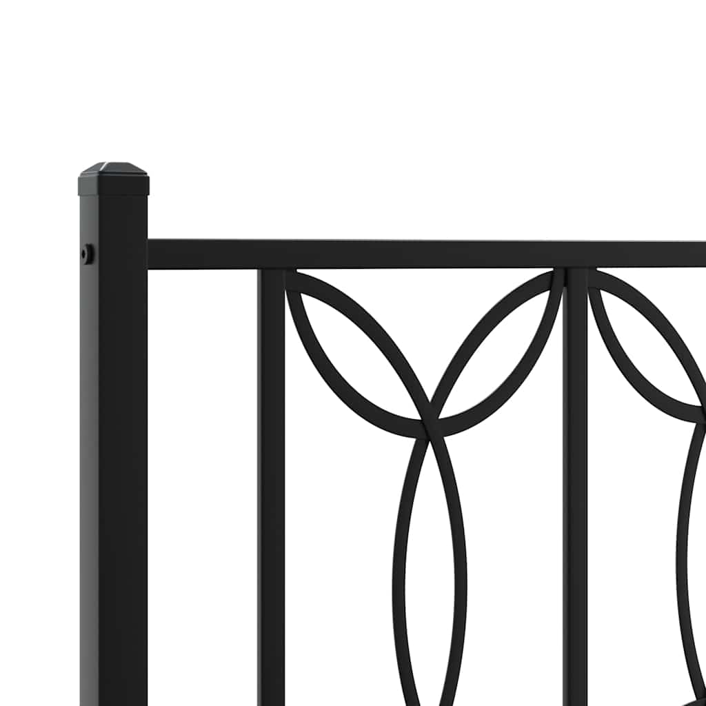 Metalni okvir za krevet s uzglavljem crni 90x190 cm