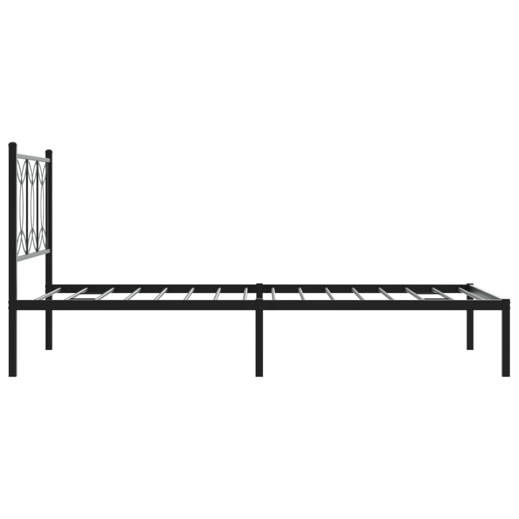 Metalni okvir za krevet s uzglavljem crni 100x190 cm