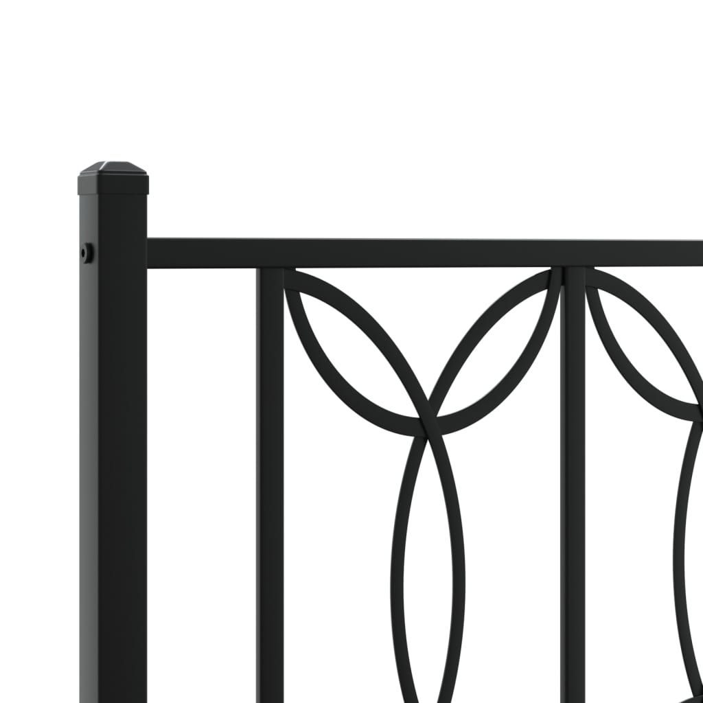 Metalni okvir za krevet s uzglavljem crni 100x190 cm