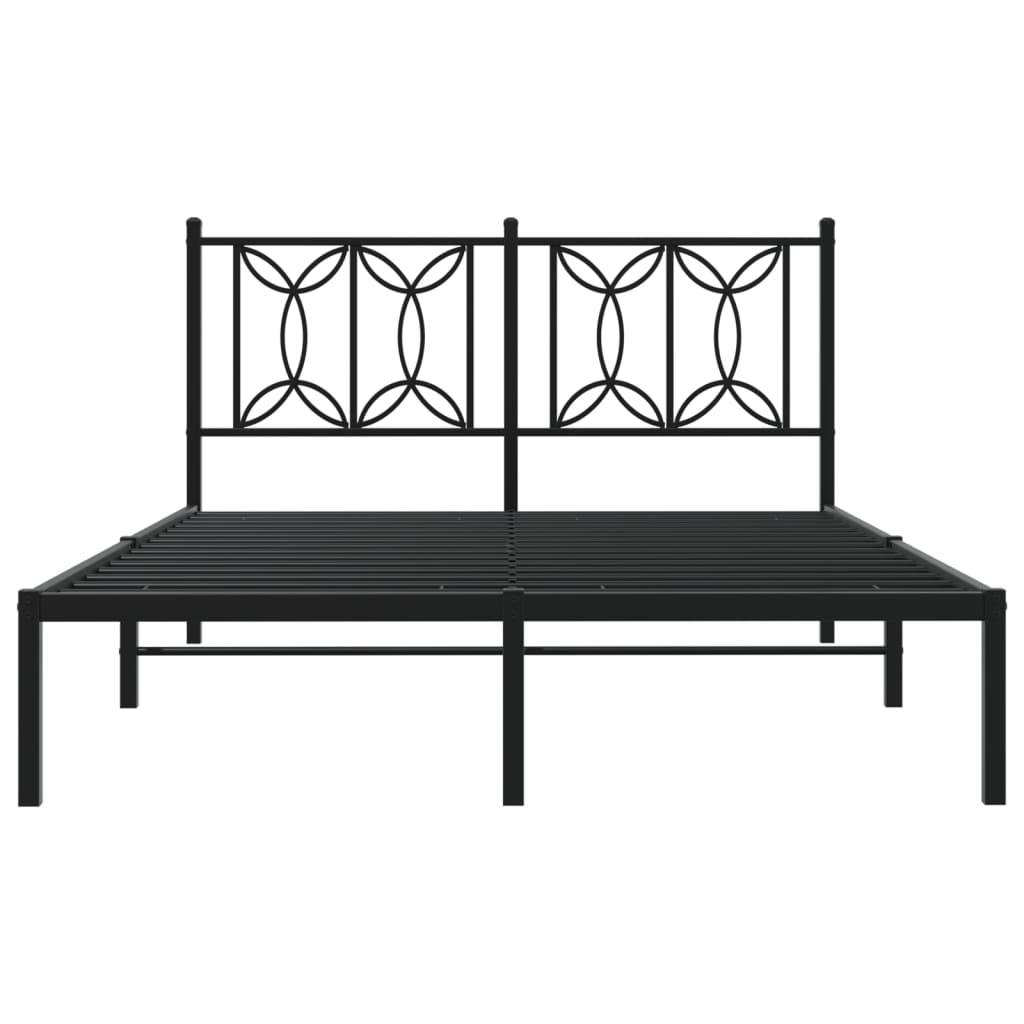 Metalni okvir za krevet s uzglavljem crni 140x190 cm