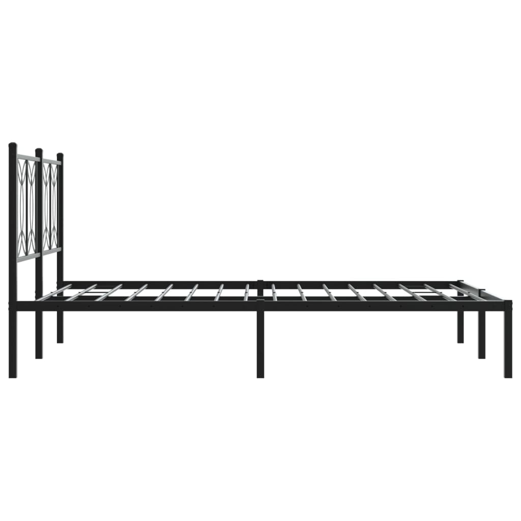 Metalni okvir za krevet s uzglavljem crni 140x190 cm