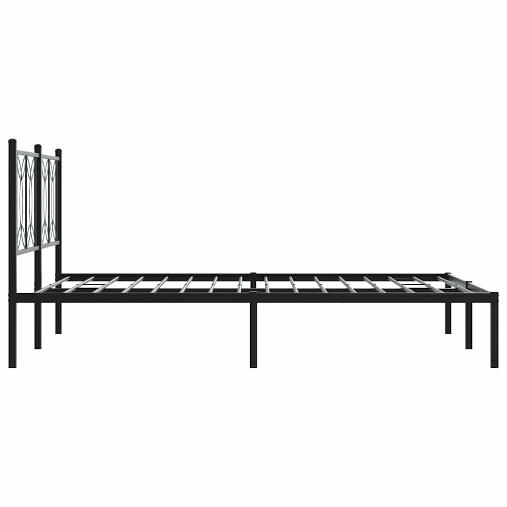 Metalni okvir za krevet s uzglavljem crni 140x190 cm