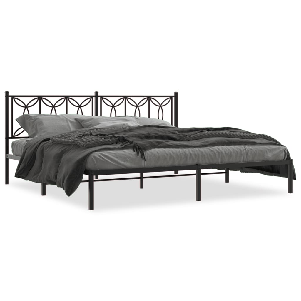 Metalni okvir za krevet s uzglavljem crni 193x203 cm