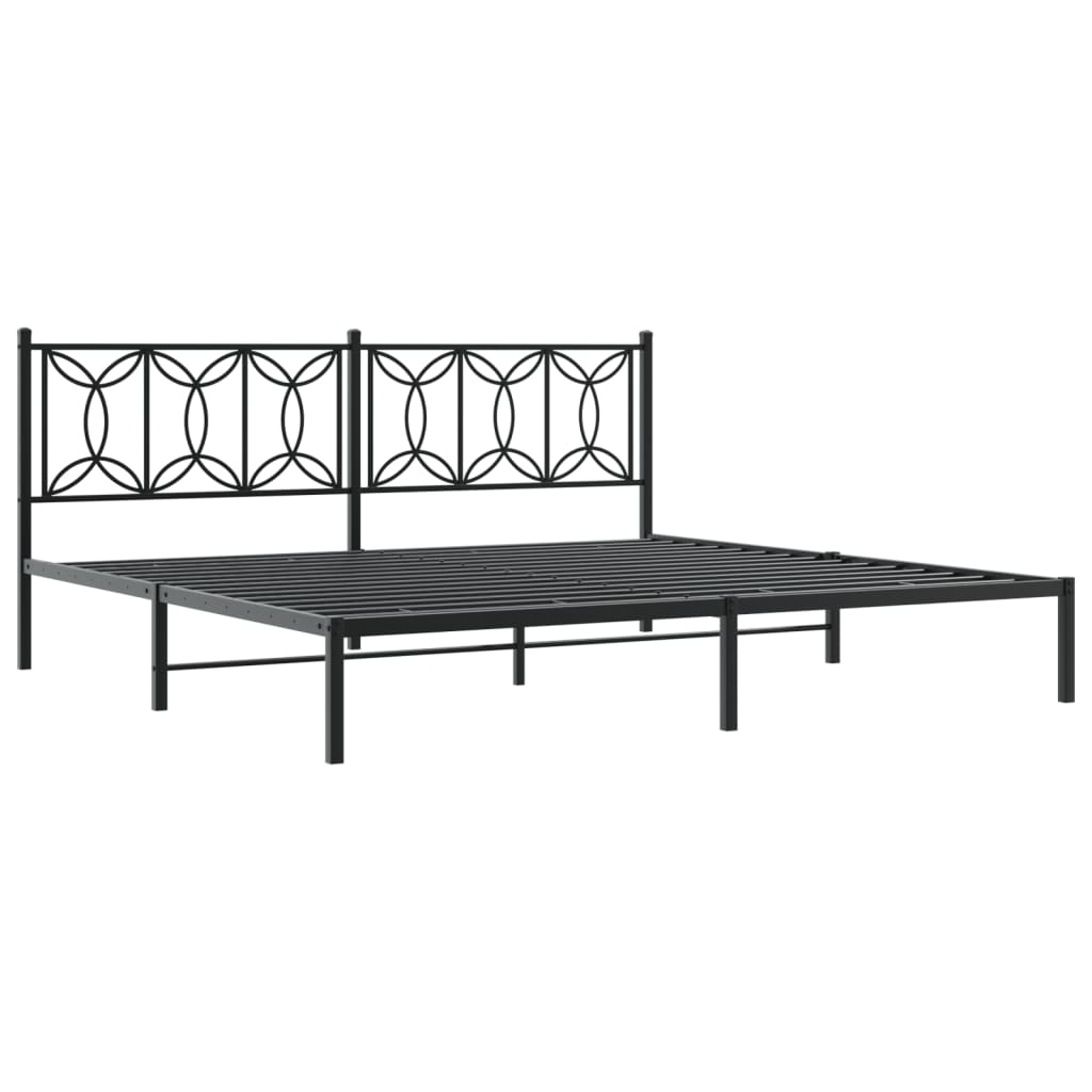 Metalni okvir za krevet s uzglavljem crni 193x203 cm