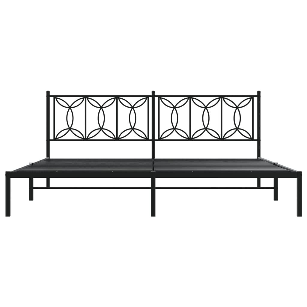 Metalni okvir za krevet s uzglavljem crni 193x203 cm