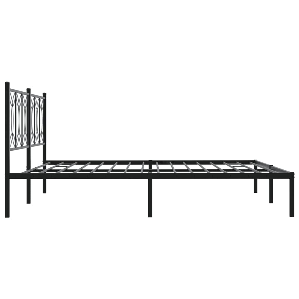 Metalni okvir za krevet s uzglavljem crni 193x203 cm
