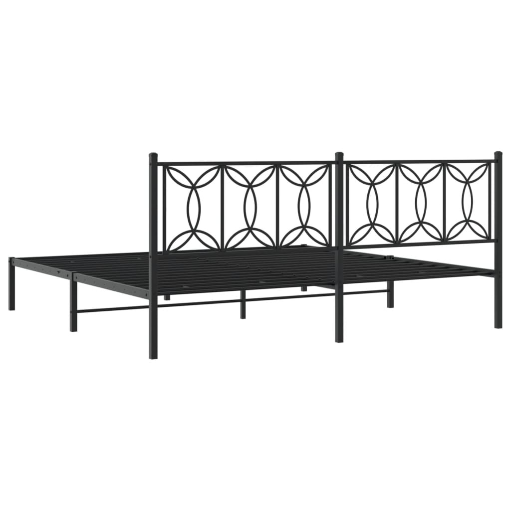 Metalni okvir za krevet s uzglavljem crni 193x203 cm
