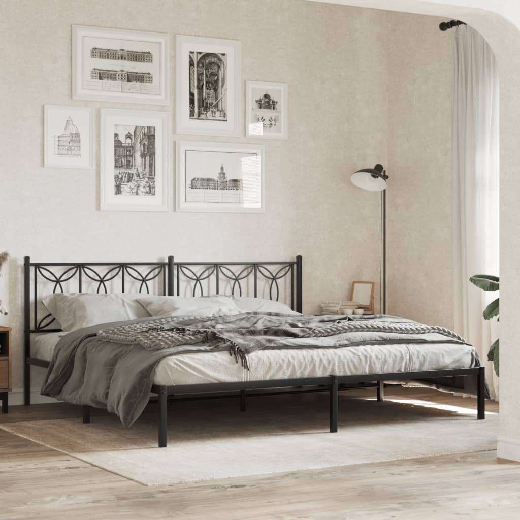 Metalni okvir za krevet s uzglavljem crni 193x203 cm