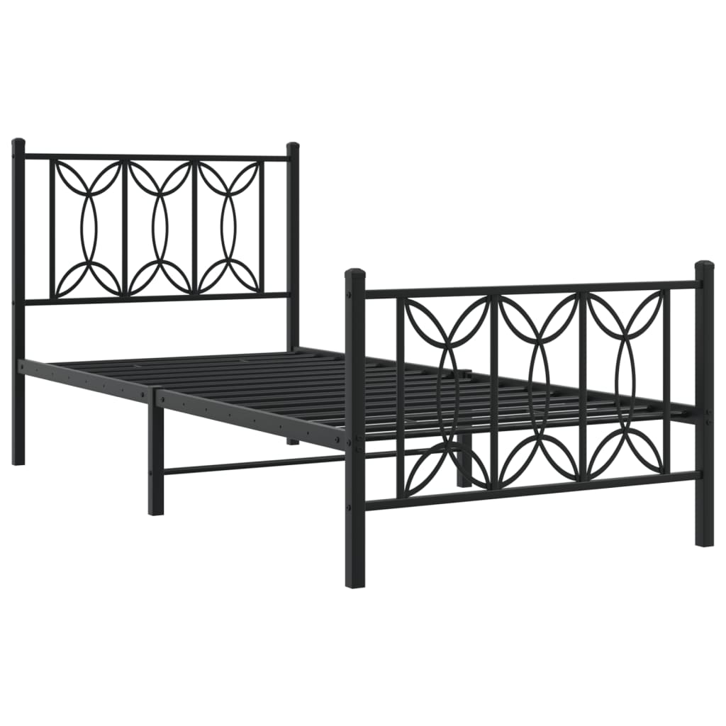 Metalni okvir kreveta uzglavlje i podnožje crni 80x200 cm