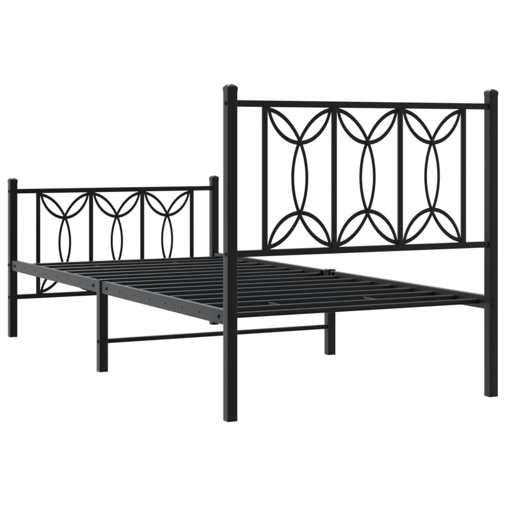 Metalni okvir kreveta uzglavlje i podnožje crni 80x200 cm