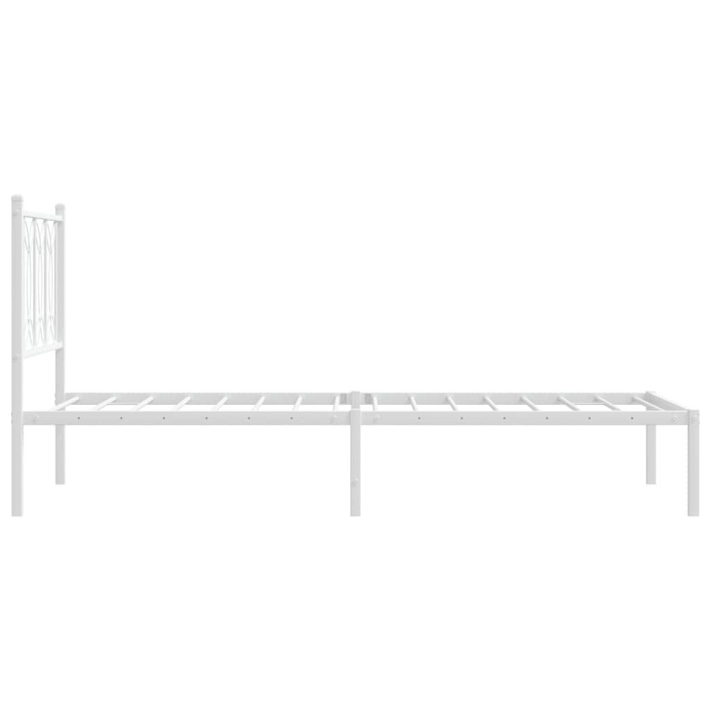 Metalni okvir za krevet s uzglavljem bijeli 80x200 cm