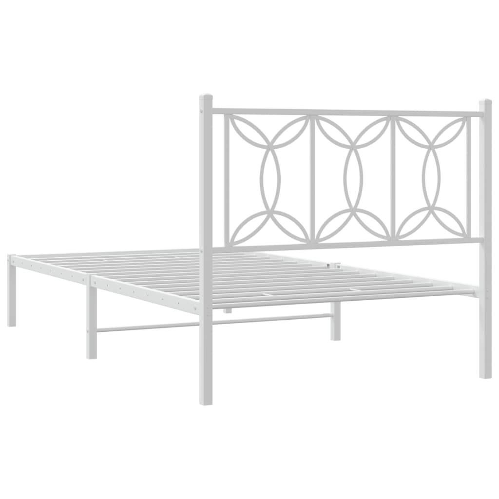 Metalni okvir za krevet s uzglavljem bijeli 107x203 cm