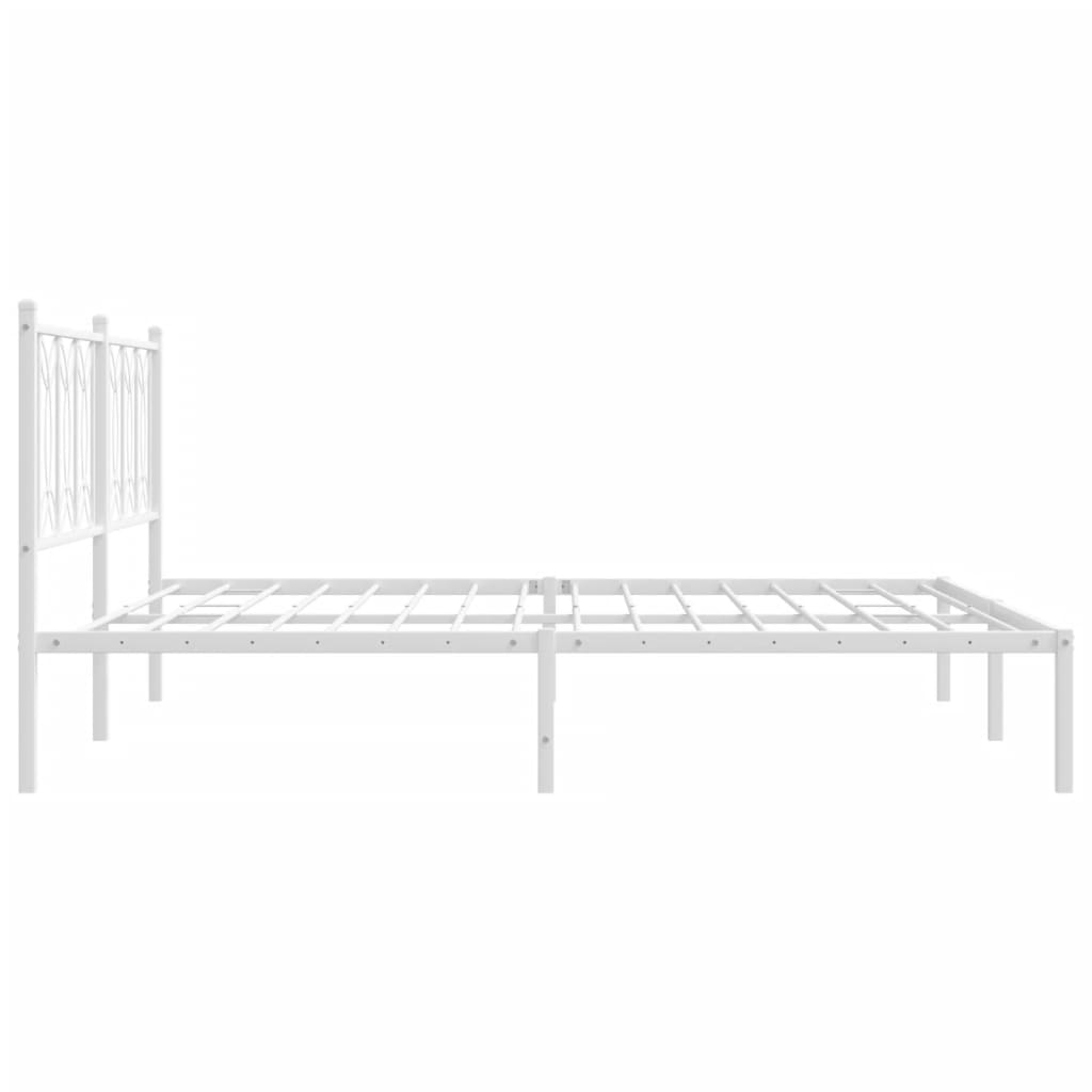 Metalni okvir za krevet s uzglavljem bijeli 180x200 cm