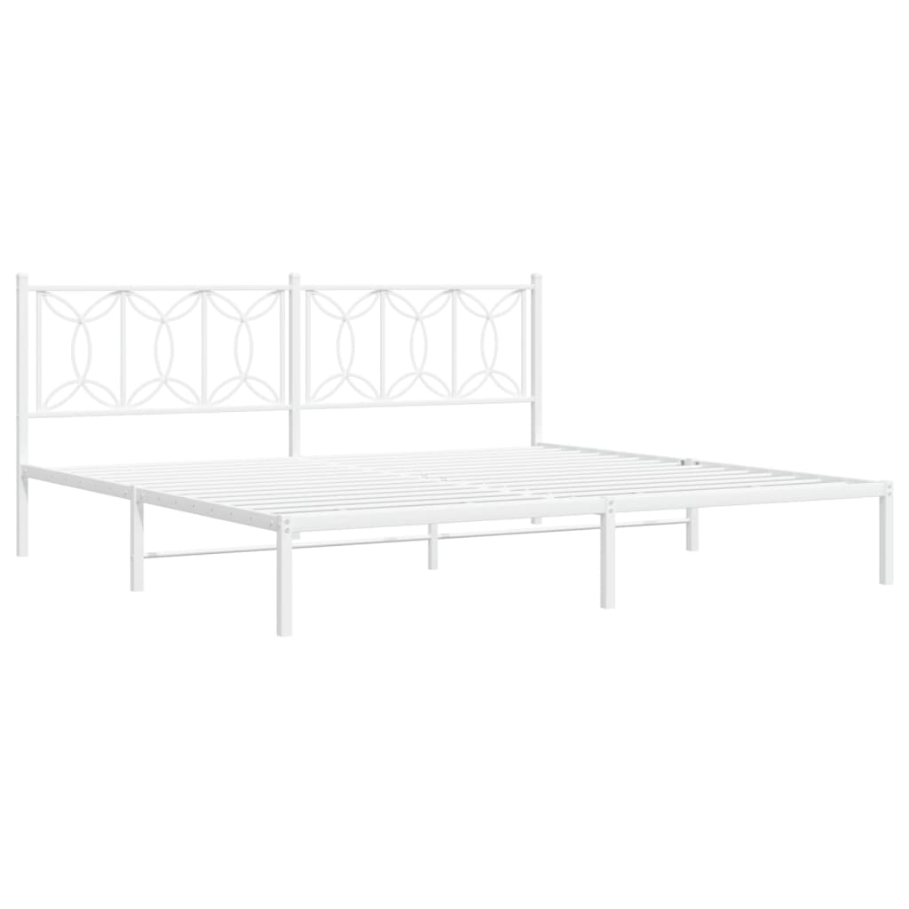 Metalni okvir za krevet s uzglavljem bijeli 193x203 cm