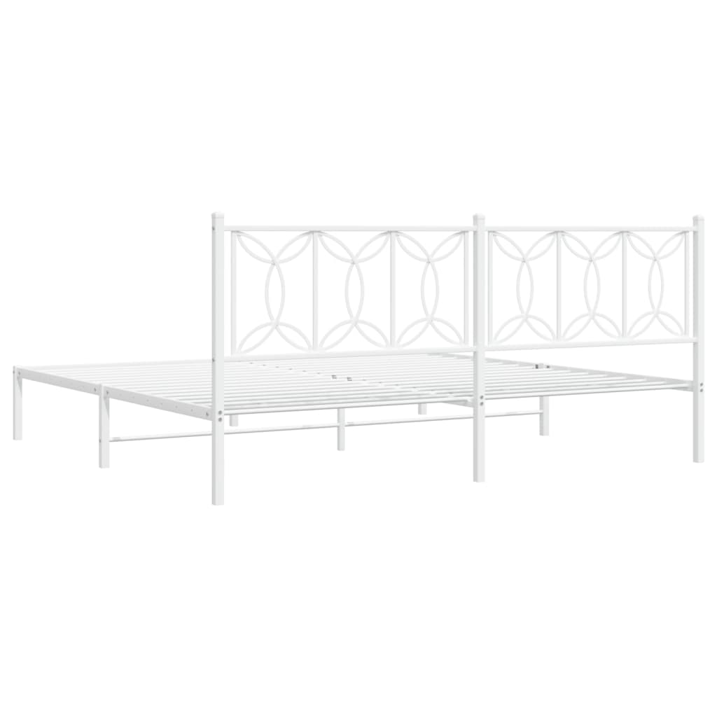 Metalni okvir za krevet s uzglavljem bijeli 193x203 cm