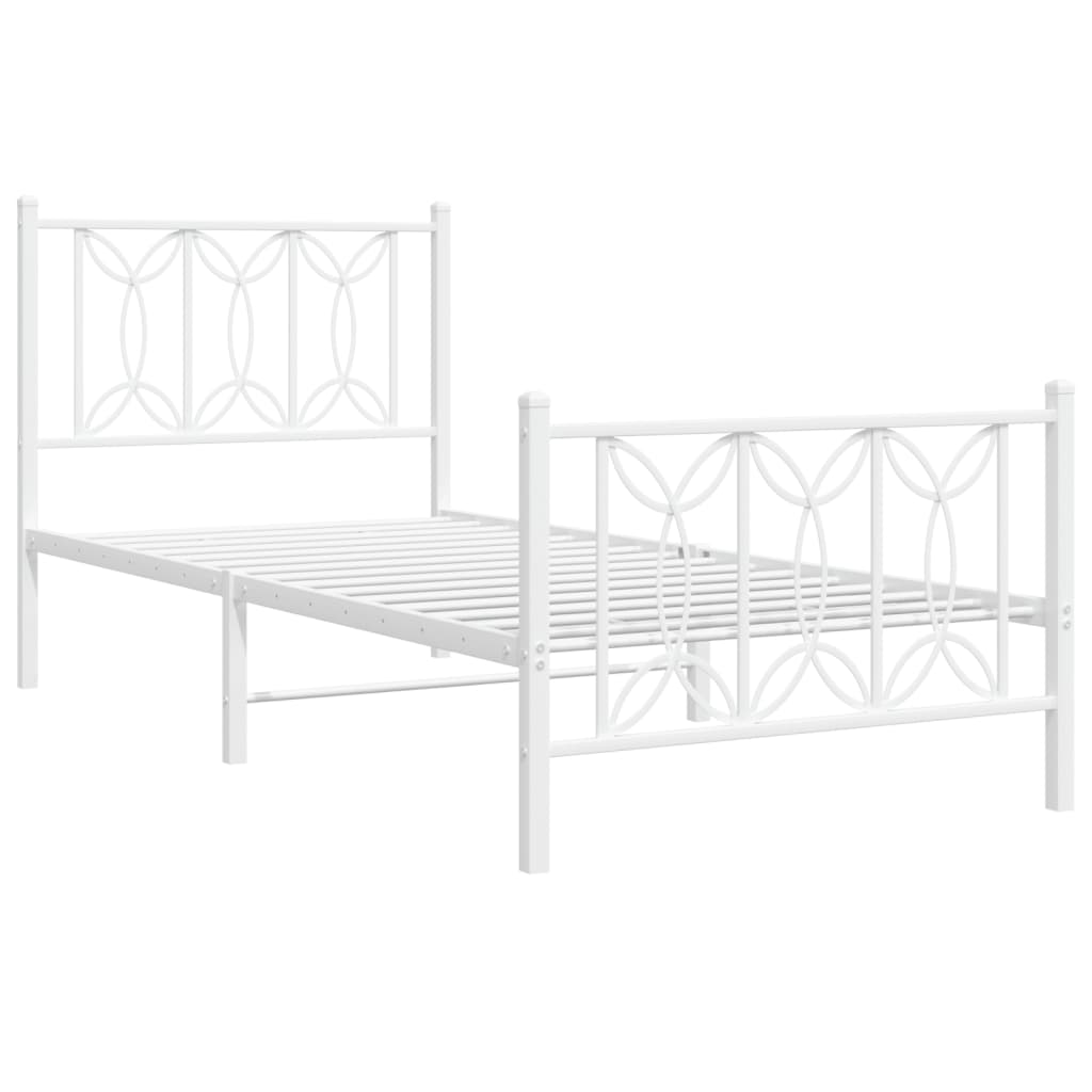 Metalni okvir kreveta uzglavlje i podnožje bijeli 80x200 cm