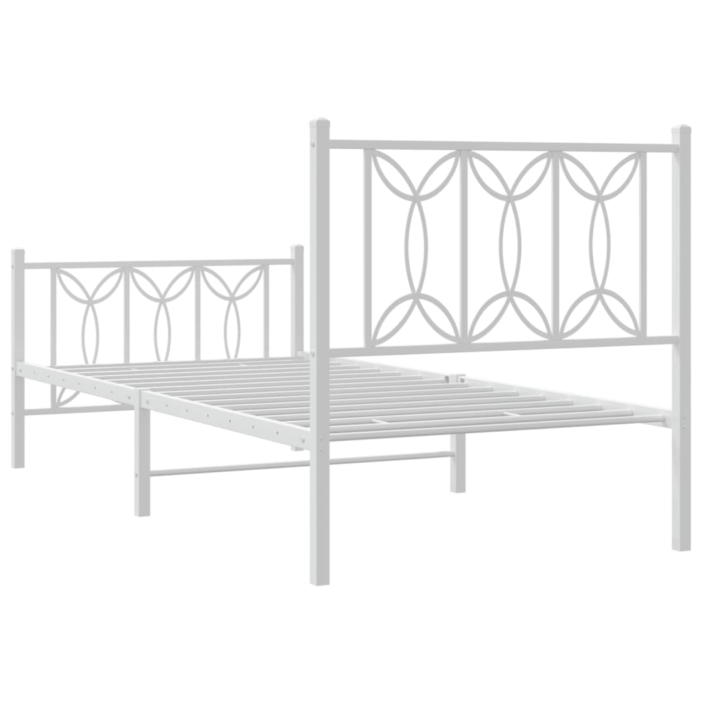 Metalni okvir kreveta uzglavlje i podnožje bijeli 80x200 cm