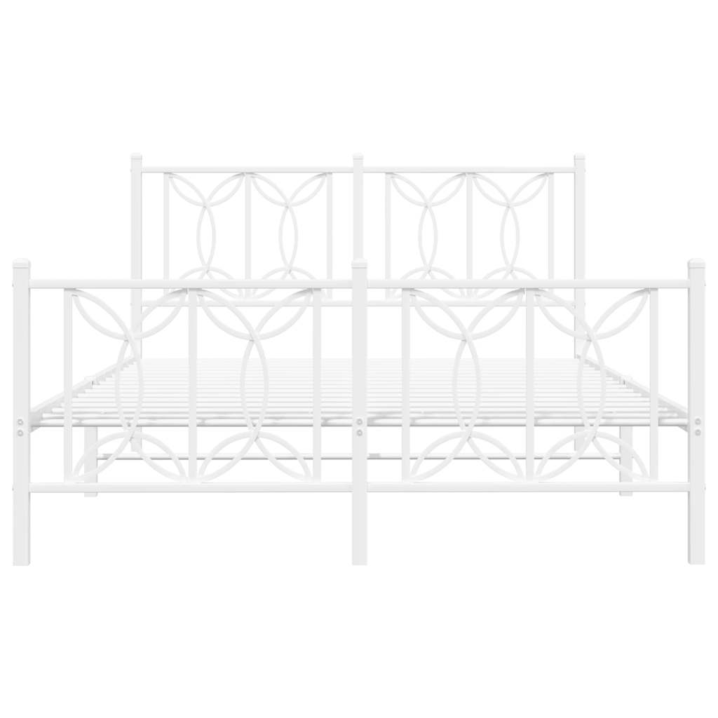 Metalni okvir kreveta uzglavlje i podnožje bijeli 135 x 190 cm