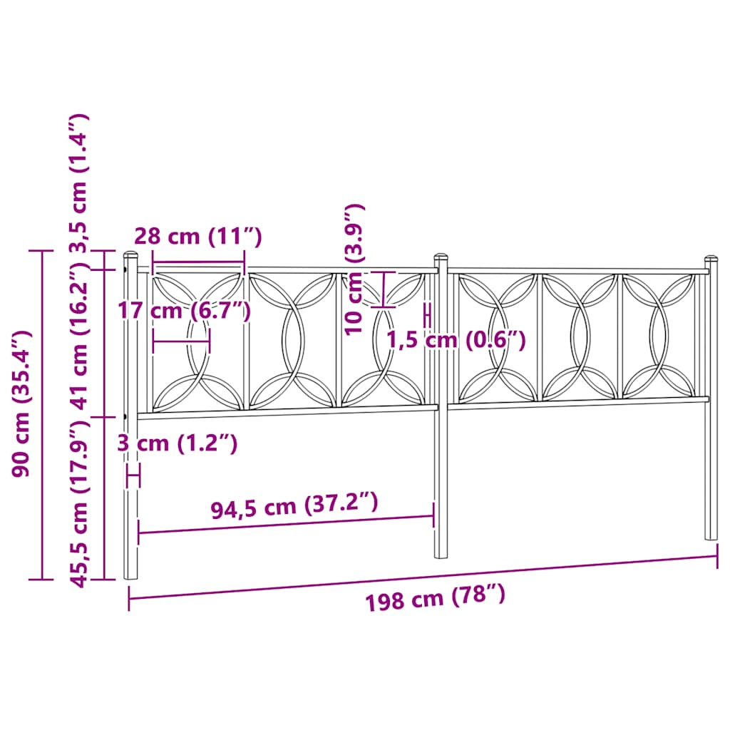 Metalno zamjensko uzglavlje bijelo 193 cm