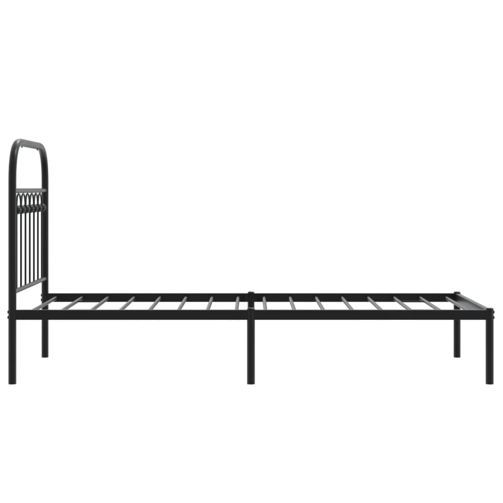 Metalni okvir za krevet s uzglavljem crni 75x190 cm