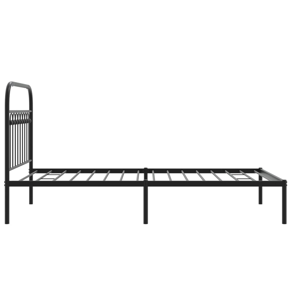 Metalni okvir za krevet s uzglavljem crni 100x190 cm