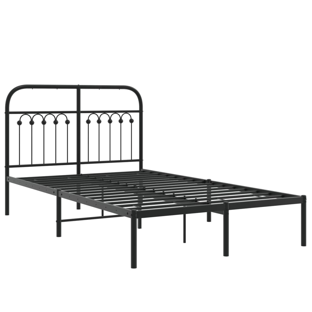 Metalni okvir za krevet s uzglavljem crni 120x190 cm
