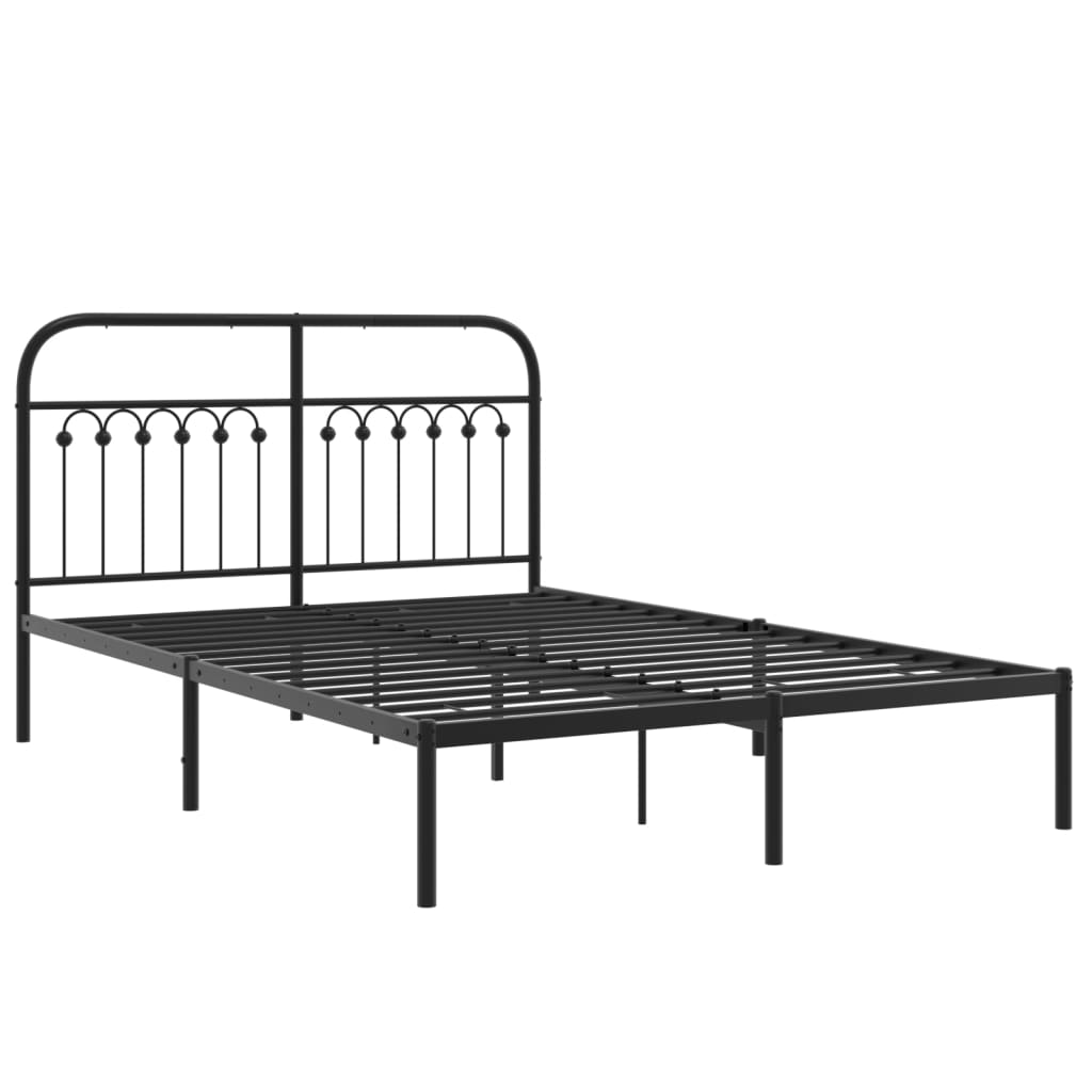 Metalni okvir za krevet s uzglavljem crni 135x190 cm