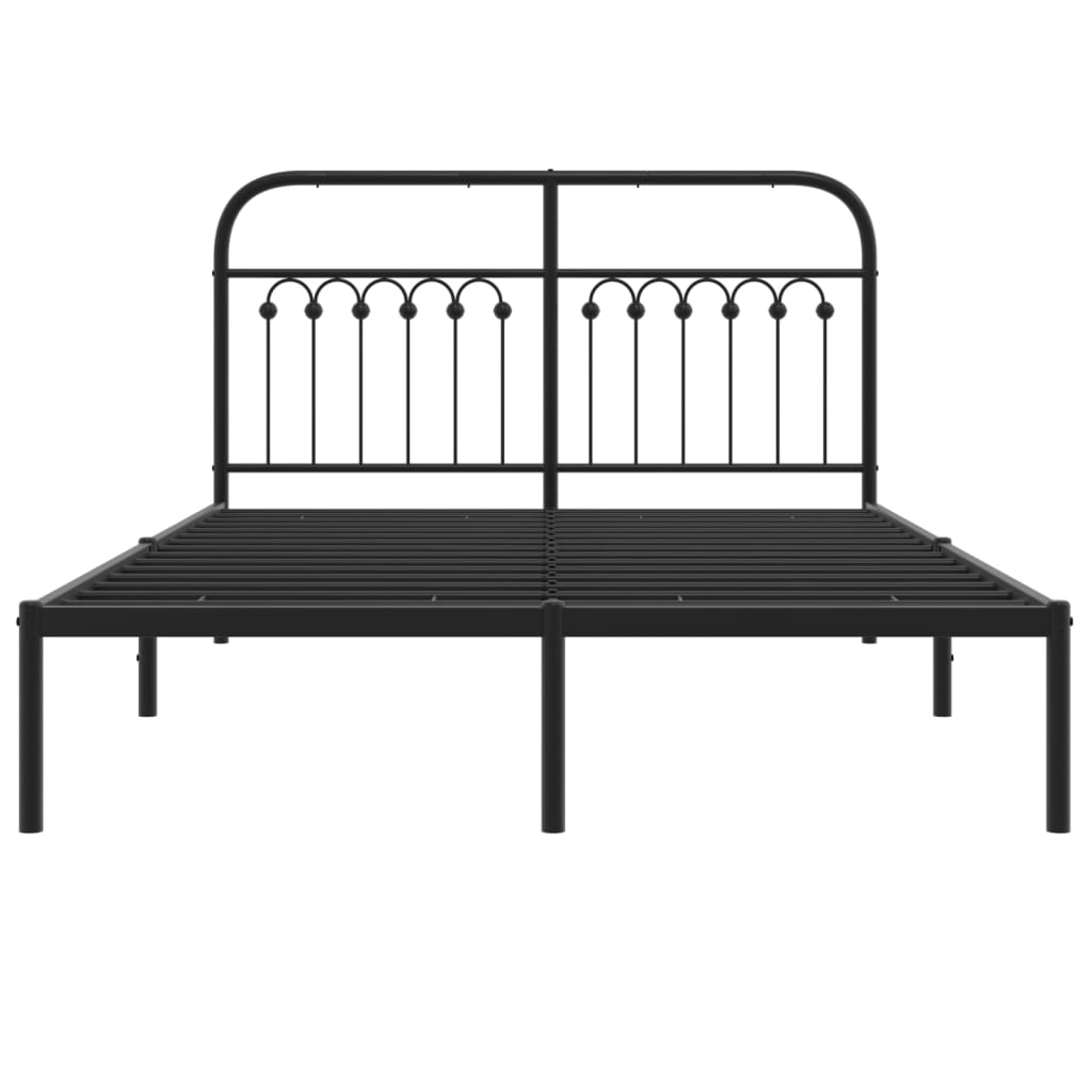 Metalni okvir za krevet s uzglavljem crni 135x190 cm