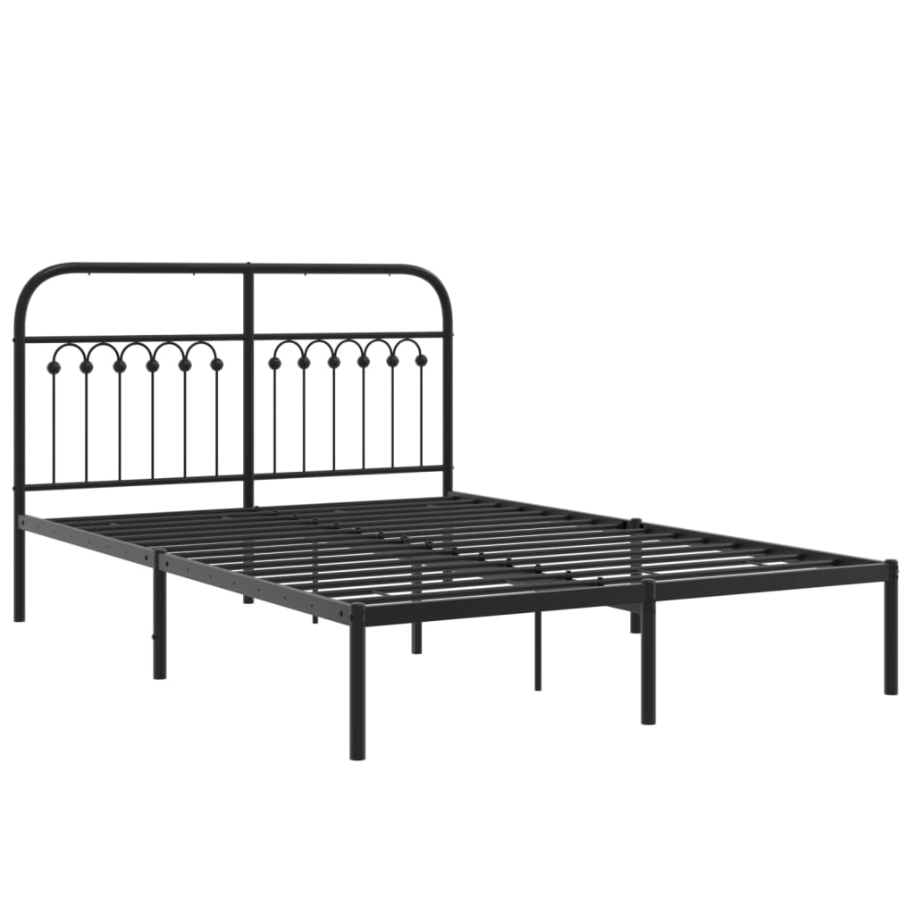 Metalni okvir za krevet s uzglavljem crni 140x190 cm