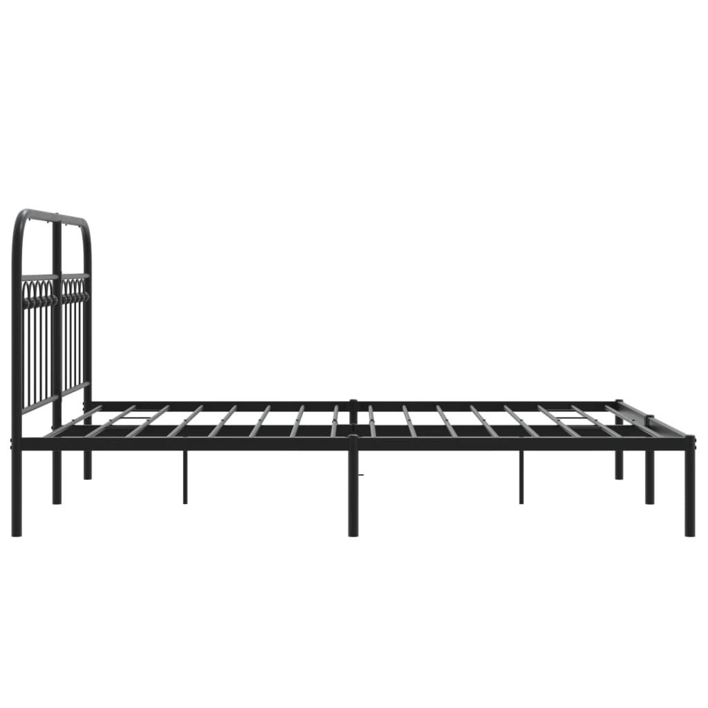Metalni okvir za krevet s uzglavljem crni 140x190 cm