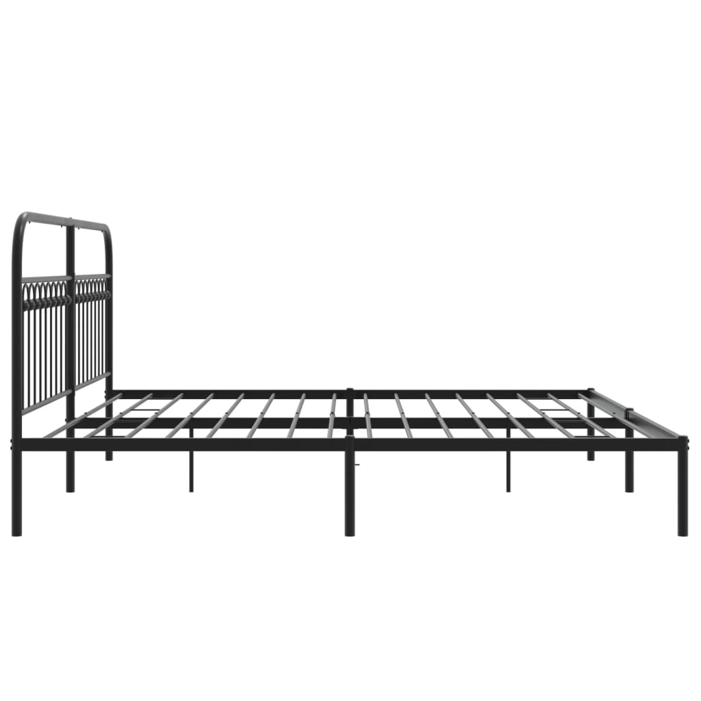 Metalni okvir za krevet s uzglavljem crni 193x203 cm