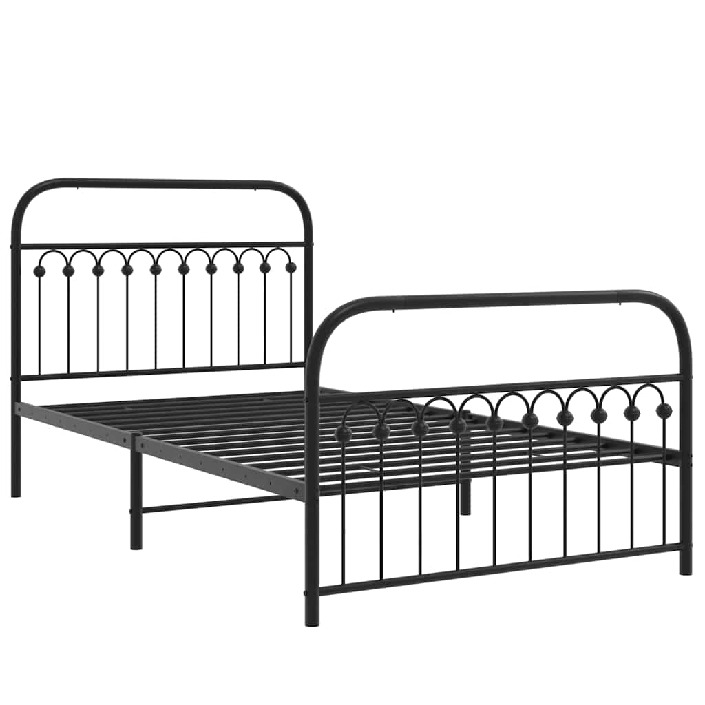 Metalni okvir kreveta uzglavlje i podnožje crni 107x203 cm