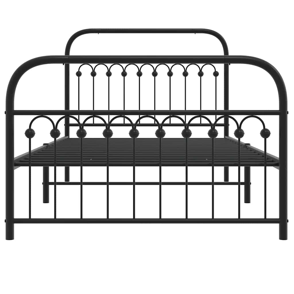Metalni okvir kreveta uzglavlje i podnožje crni 107x203 cm