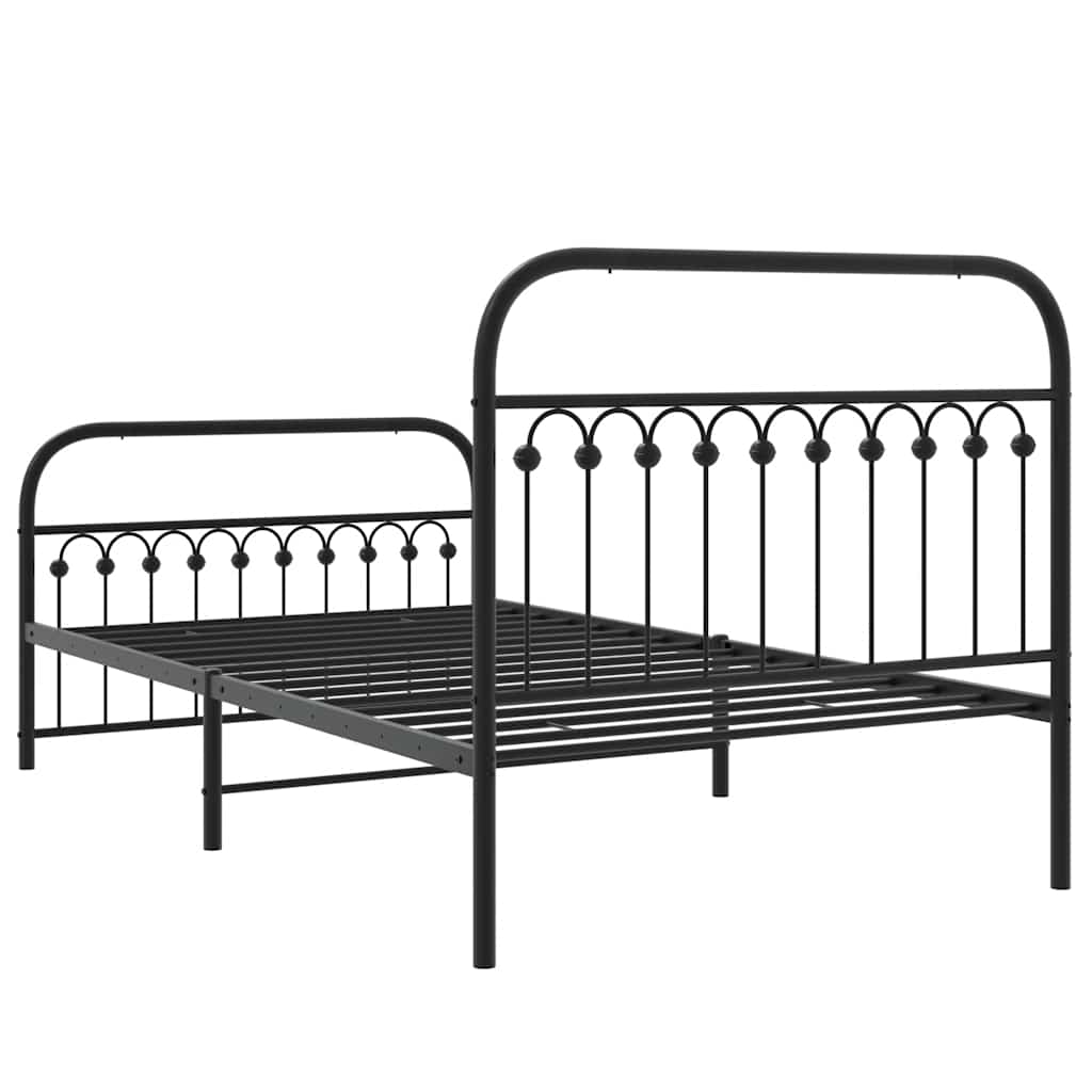 Metalni okvir kreveta uzglavlje i podnožje crni 107x203 cm
