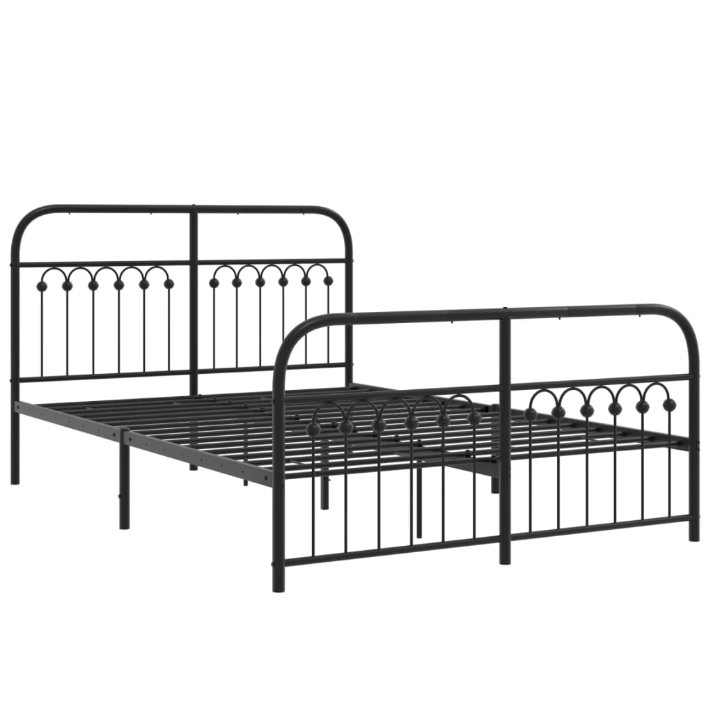 Metalni okvir kreveta uzglavlje i podnožje crni 140x190 cm