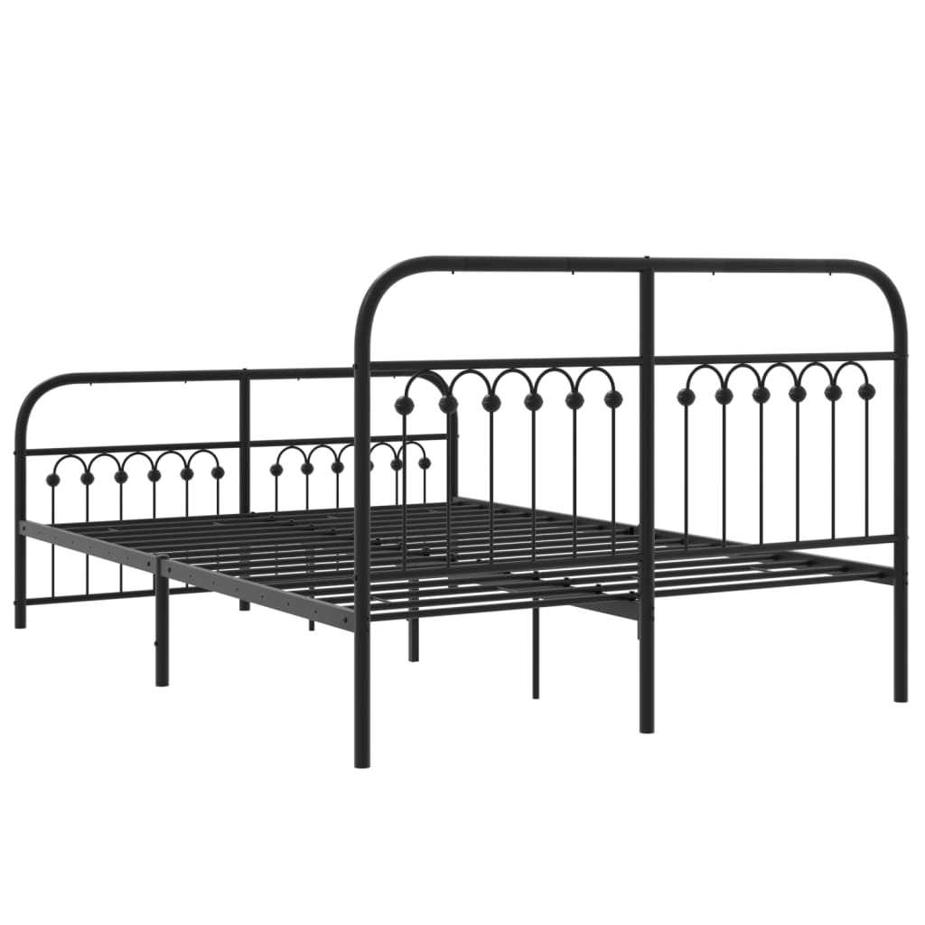 Metalni okvir kreveta uzglavlje i podnožje crni 140x190 cm