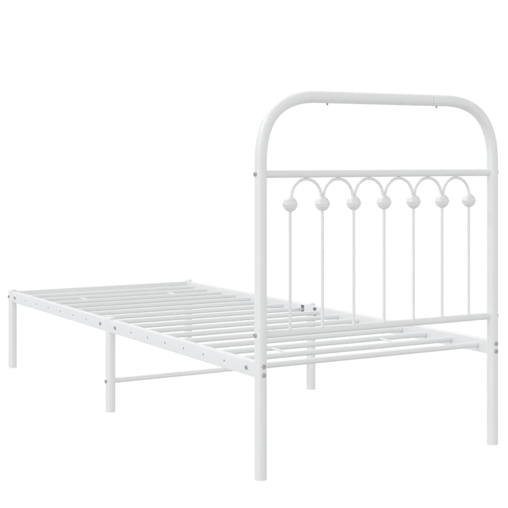 Metalni okvir za krevet s uzglavljem bijeli 80x200 cm