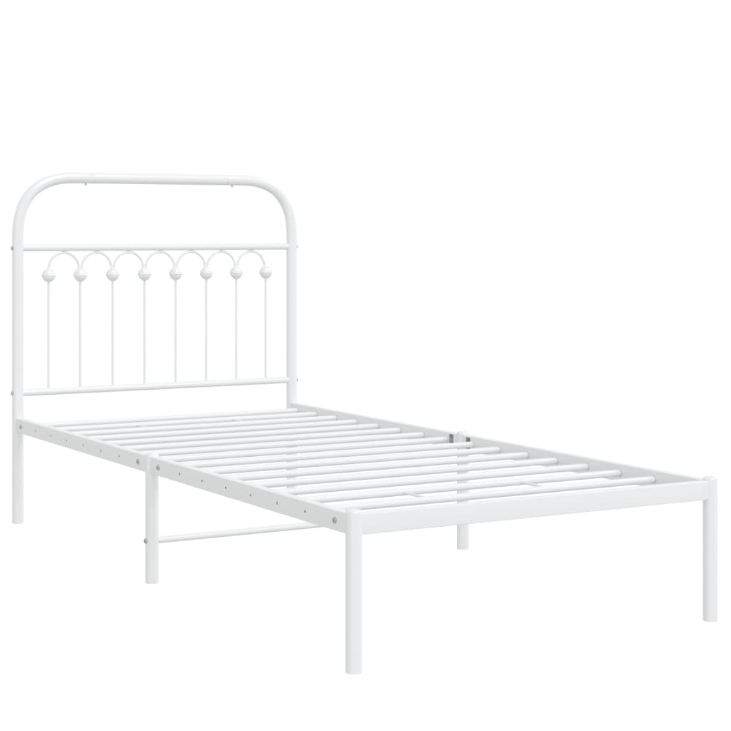 Metalni okvir za krevet s uzglavljem bijeli 90 x 190 cm