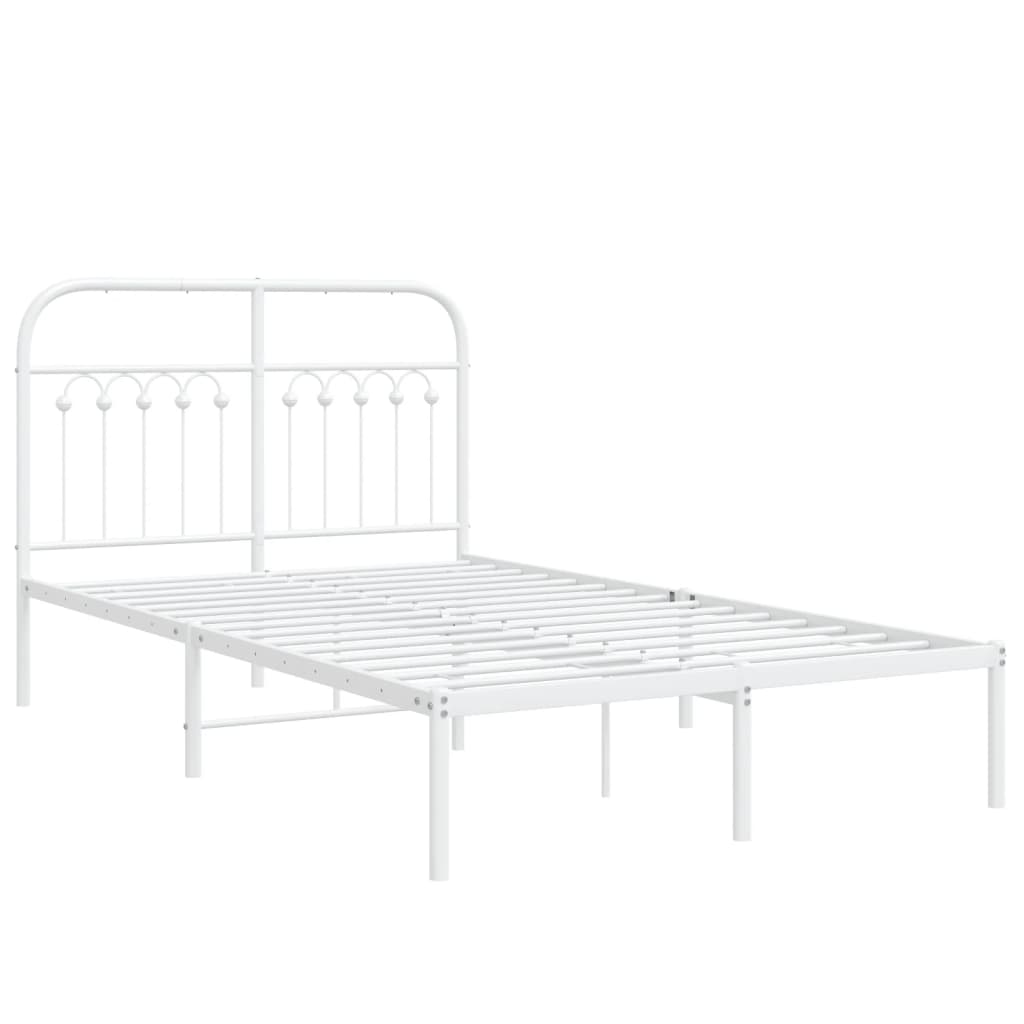 Metalni okvir za krevet s uzglavljem bijeli 120 x 190 cm