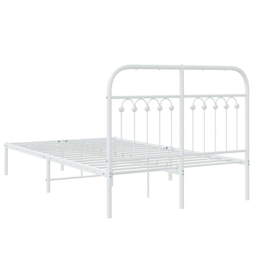 Metalni okvir za krevet s uzglavljem bijeli 120 x 190 cm