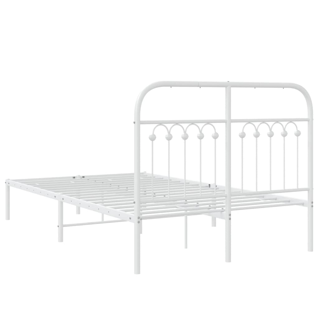 Metalni okvir za krevet s uzglavljem bijeli 120x200 cm