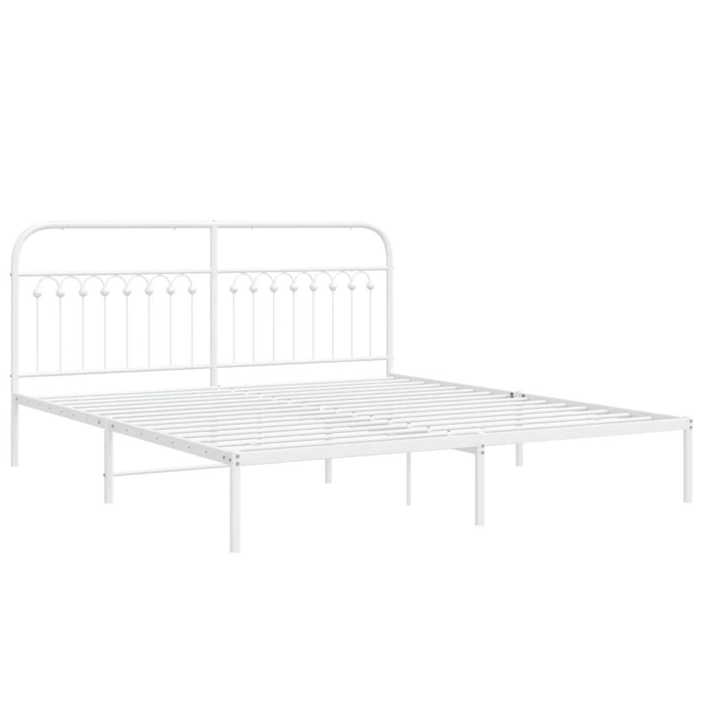 Metalni okvir za krevet s uzglavljem bijeli 183x213 cm
