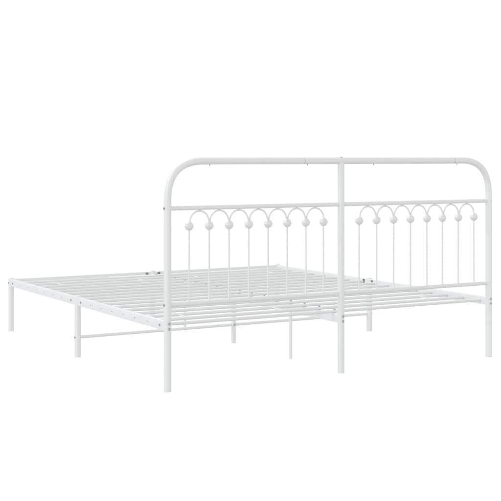 Metalni okvir za krevet s uzglavljem bijeli 183x213 cm