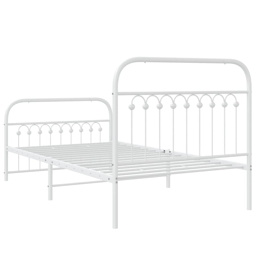 Metalni okvir kreveta uzglavlje i podnožje bijeli 100x190 cm