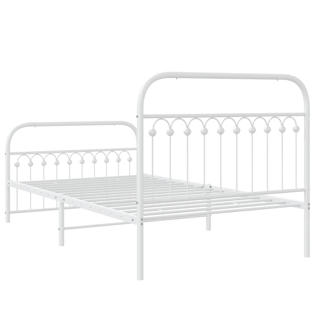 Metalni okvir kreveta uzglavlje i podnožje bijeli 107x203 cm