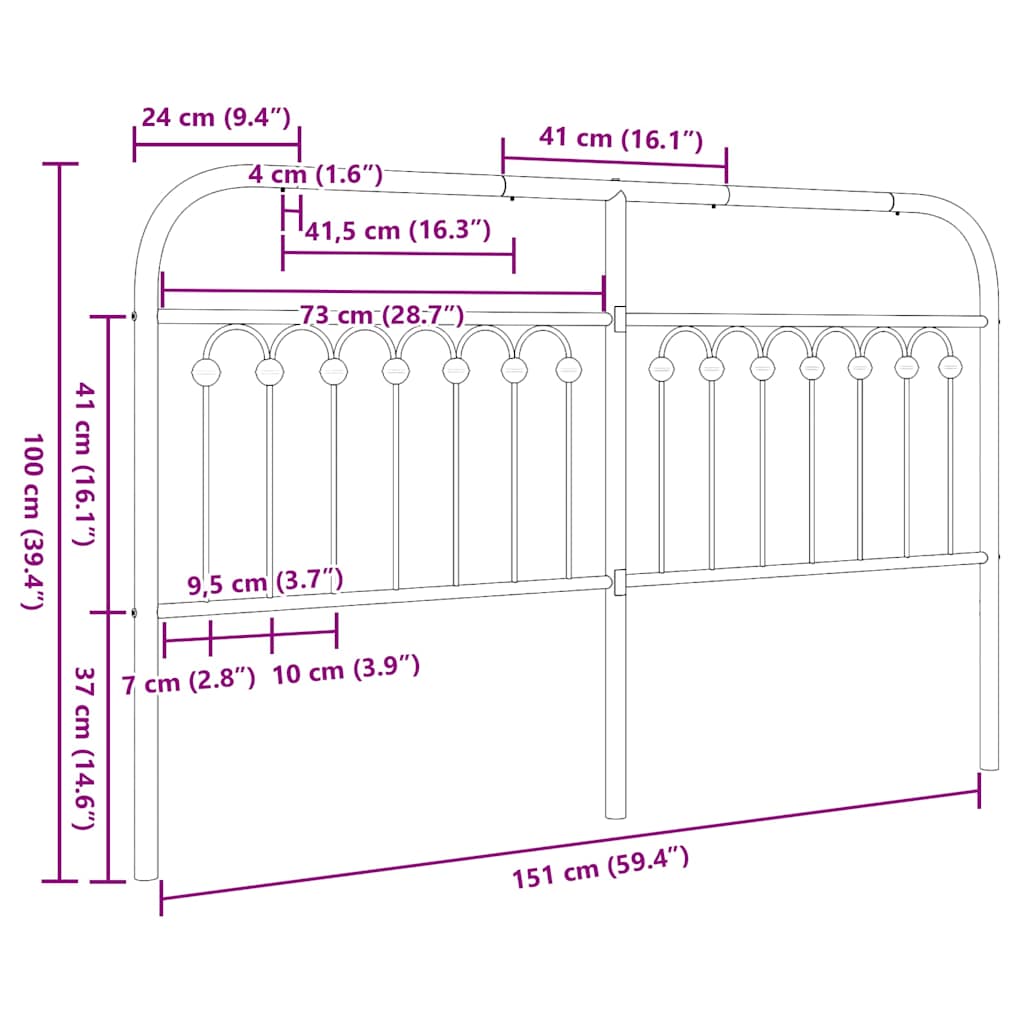 Metalno zamjensko uzglavlje bijelo 150 cm