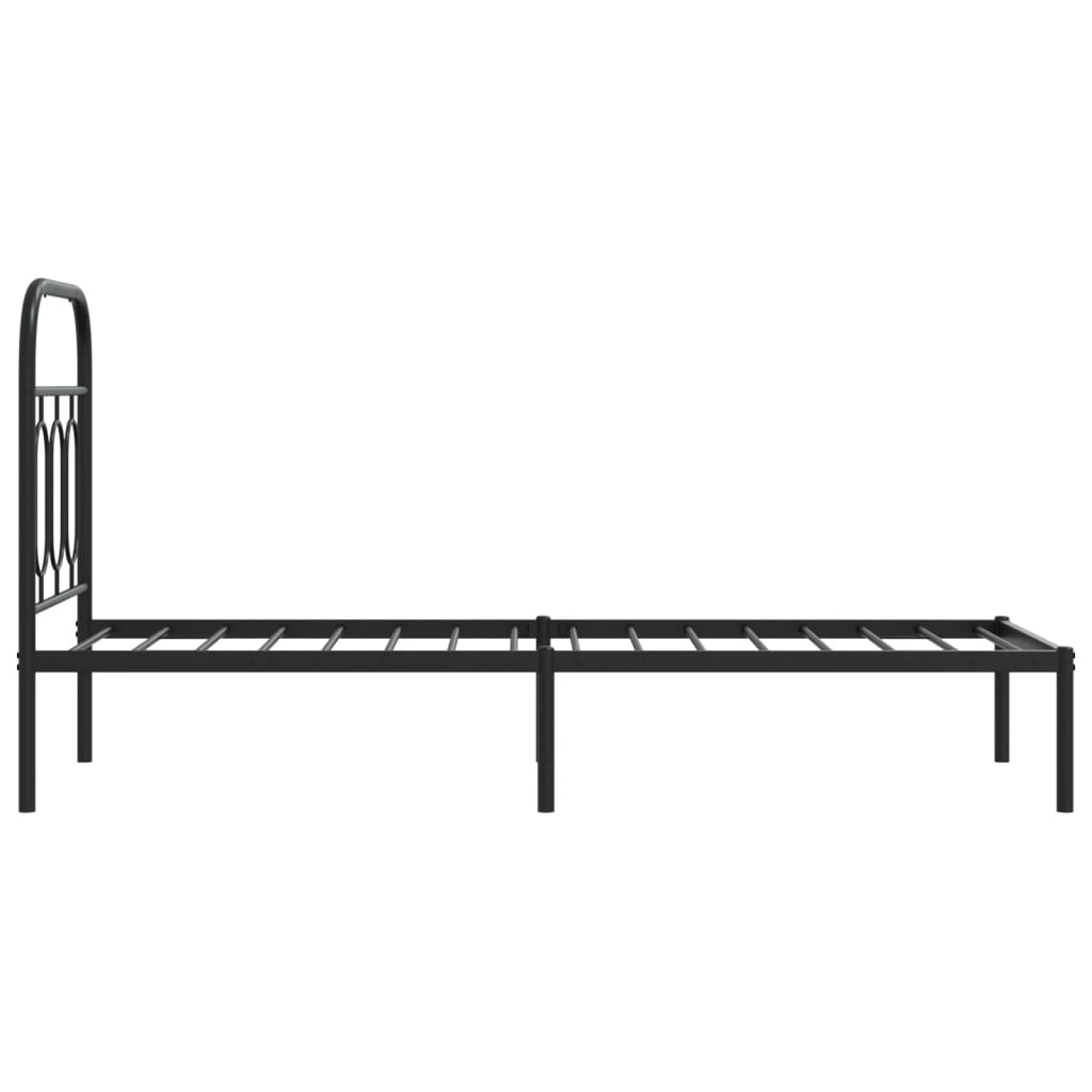 Metalni okvir za krevet s uzglavljem crni 75x190 cm