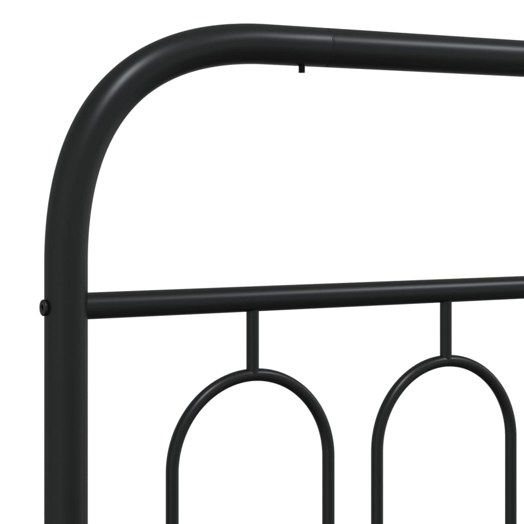 Metalni okvir za krevet s uzglavljem crni 75x190 cm