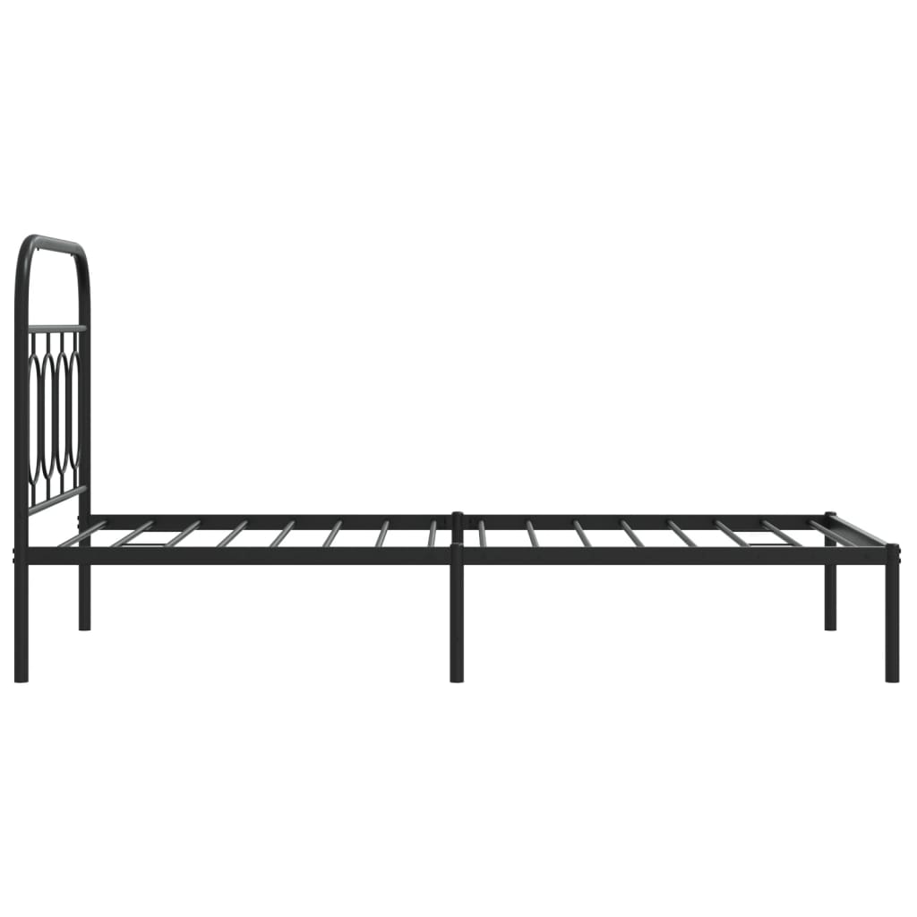 Metalni okvir za krevet s uzglavljem crni 90x190 cm
